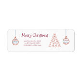 Grillige handgetekende Kerstdoodle Etiket (Voorkant)