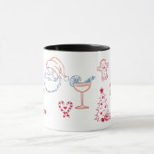 Grillige handgetekende kerstdoodles mok (Midden)