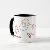 Grillige handgetekende kerstdoodles mok (Voorkant links)