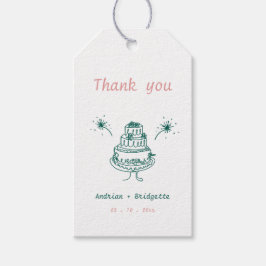 Grillige Handgetekende Krabbel Huwelijks Dankjewel Cadeaulabel