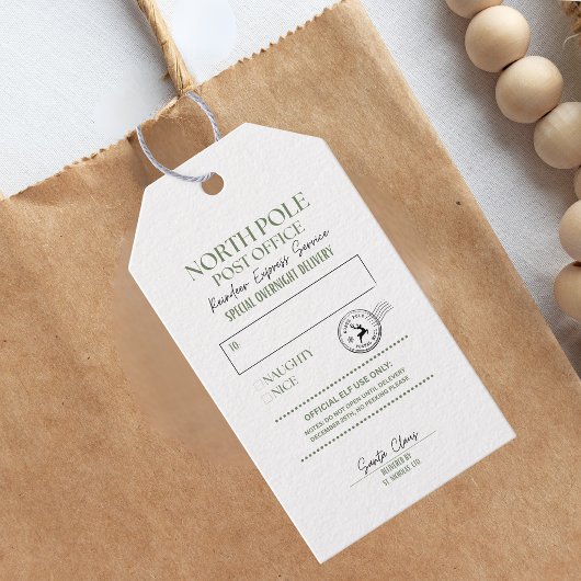 Grillige handgetekende krabbel Noordpool Express Cadeaulabel