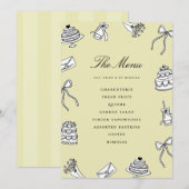Grillige Handgetekende Lieve Unieke Bruidsdouche Menu (Voorkant / Achterkant)