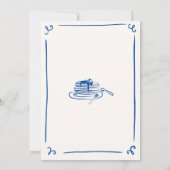 Grillige handgetekende marineblauwe bruidsbrunch kaart (Achterkant)