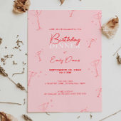 Grillige handgetekende martini Verjaardagsdiner Kaart