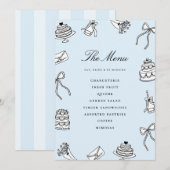 Grillige Handgetekende Mooie Unieke Bruidsdouche Menu (Voorkant / Achterkant)