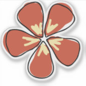 Grillige handgetekende oranje bloem sticker (Voorkant)