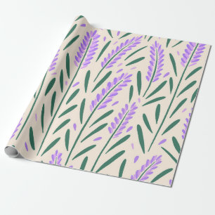 Grillige handgetekende paarse lavendel botanisch cadeaupapier