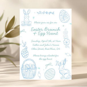 Grillige handgetekende Pasen brunch & eierjacht Kaart
