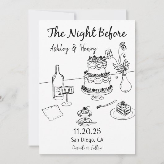 Grillige Handgetekende Quark The Night Before Kaart (Voorkant)