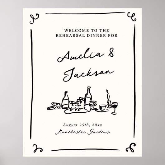 Grillige handgetekende repetitiediner poster (Voorkant)