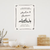 Grillige handgetekende repetitiediner poster (Keuken)