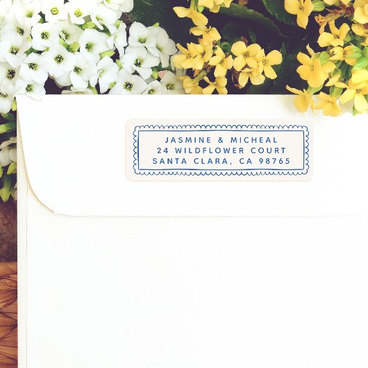Grillige handgetekende retro kader retouradres etiket