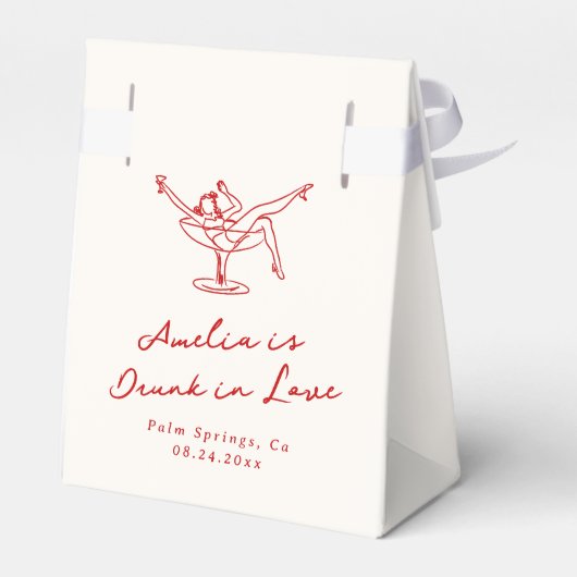 Grillige Handgetekende Rode Bachelorette Bedankdoosjes (Achterkant)