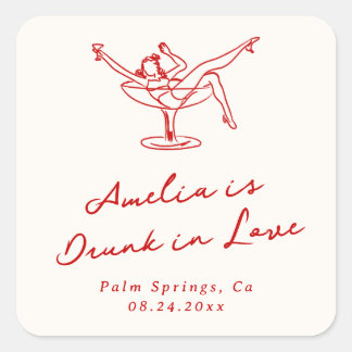 Grillige Handgetekende Rode Bachelorette Vierkante Sticker