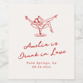 Grillige Handgetekende Rode Bruidsmeisjesjurk Wijn Etiket (Enkel label)