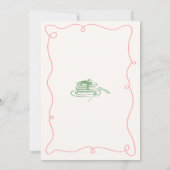 Grillige handgetekende roze & groene bruidsbrunch kaart (Achterkant)