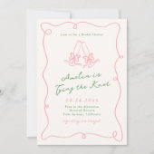Grillige Handgetekende Roze & Groene Bruidsdouche Kaart (Voorkant)