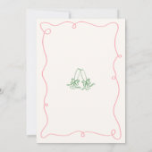 Grillige Handgetekende Roze & Groene Bruidsdouche Kaart (Achterkant)