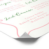 Grillige Handgetekende Roze & Groene Menu Poster (Hoek)