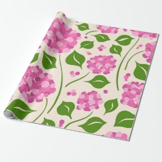 Grillige handgetekende roze hortensia botanisch cadeaupapier