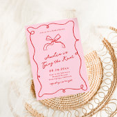 Grillige handgetekende roze & rode bruidsdouche kaart