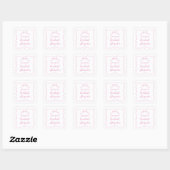 Grillige Handgetekende Roze Strik Bruidsdouche Vierkante Sticker (Vel)