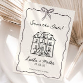 Grillige handgetekende Save the date locatiekaart