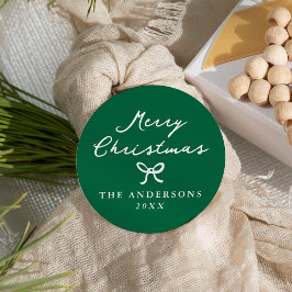 Grillige Handgetekende Strik Groen Kerstmis Ronde Sticker