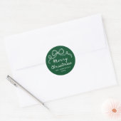 Grillige Handgetekende Strik Groen Prettig Kerstfe Ronde Sticker (Envelop)