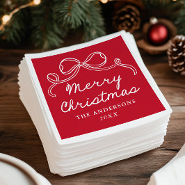 Grillige Handgetekende Strik Rode Prettig Kerstfee Servet