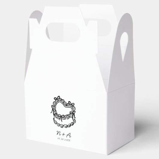 grillige handgetekende taart bruiloft bedankdoosjes (Geopend)