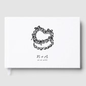 grillige handgetekende taart bruiloft gastenboek (Voorkant)