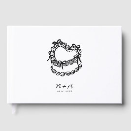 grillige handgetekende taart bruiloft gastenboek