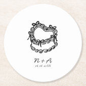 grillige handgetekende taart bruiloft ronde kartonnen onderzetter (Voorkant)