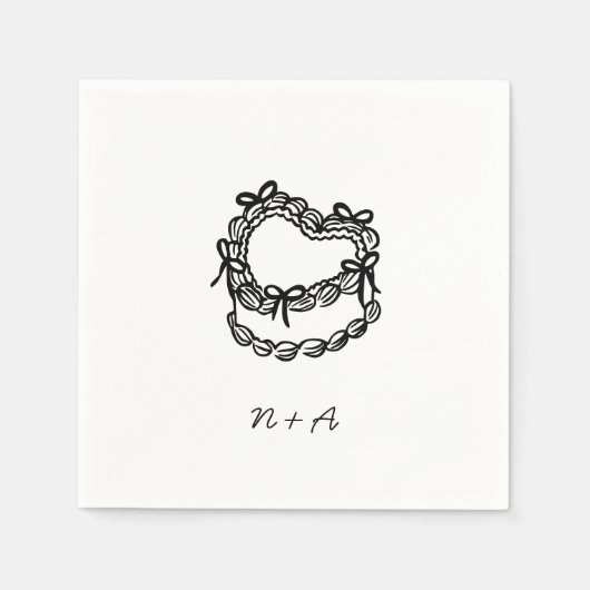 grillige handgetekende taart bruiloft servet (Voorkant)