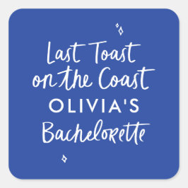 Grillige handgetekende toast toast op de kust ronde sticker