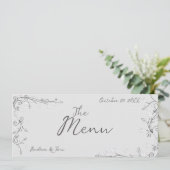 Grillige handgetekende trouw menu (Staand voorkant)