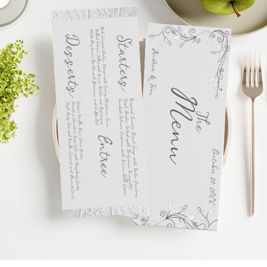 Grillige handgetekende trouw menu