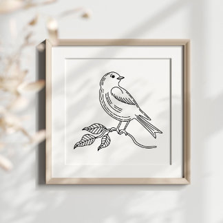 Grillige handgetekende vogelillustratie kunst poster