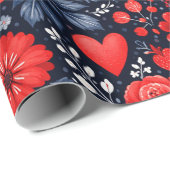 Grillige Harten en Bloemen Cadeaupapier (Rol Hoek)