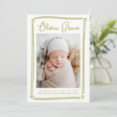 Grillige Harten Limegroene Foto Geboorte Aankondiging (Staand voorkant)