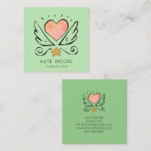 grillige hartvleugelverzorger vierkante visitekaartje (Voorkant / Achterkant)