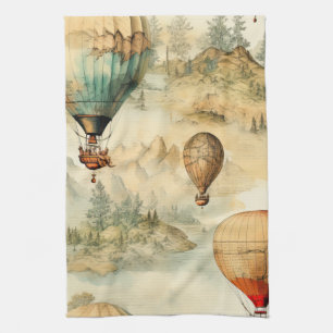 Grillige Heelalballon Bergkaart Theedoek