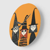 Grillige Heksen Spookachtig Schattig Halloween Grote Klok (Hoek)