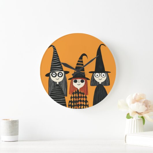 Grillige Heksen Spookachtig Schattig Halloween Grote Klok (Huis)