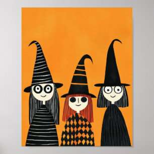 Grillige Heksen Spookachtig Schattig Halloween Poster