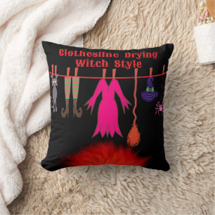 Grillige Heksenwaslijn Halloween Grafische Kunst Kussen
