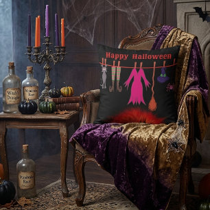 Grillige Heksenwaslijn Halloween Grafische Kunst Kussen
