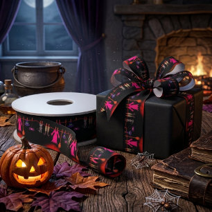 Grillige Heksenwaslijn Halloween Grafische Kunst Satijnen Lint