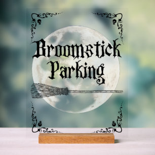 Grillige Hekserige Volle Maan Bezemsteel Parkeerpl Acryl Bord